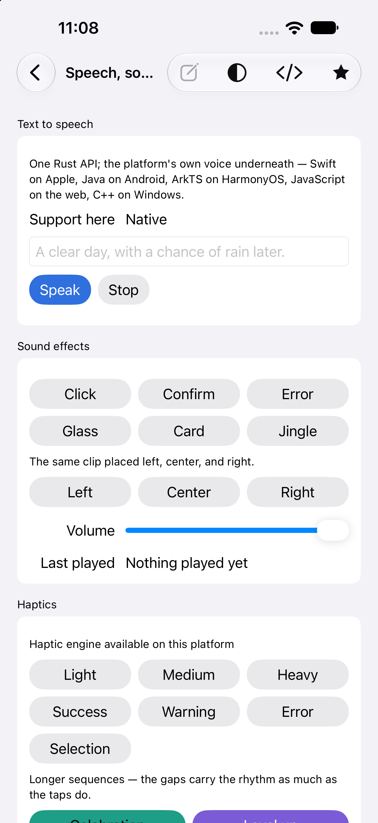 Speech — iOS (UIKit) · iPhone