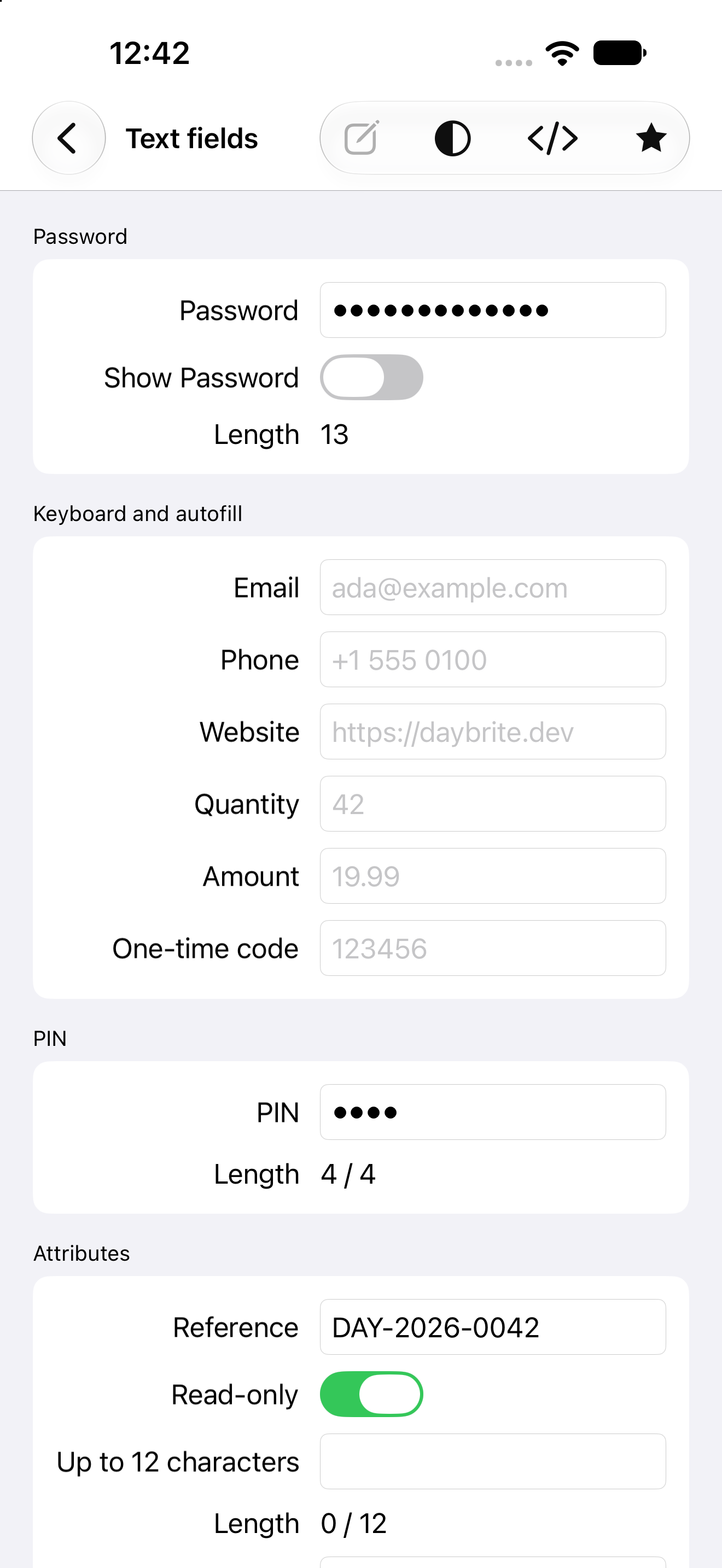 Text fields, iOS UIKit