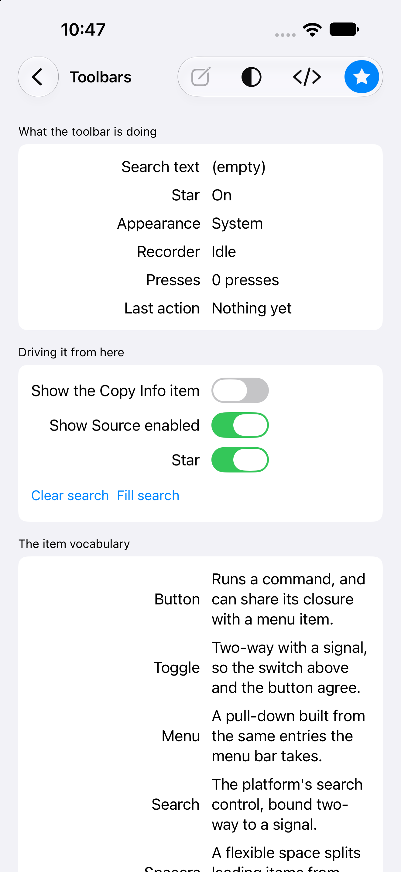 Toolbars — iOS (UIKit) · iPhone