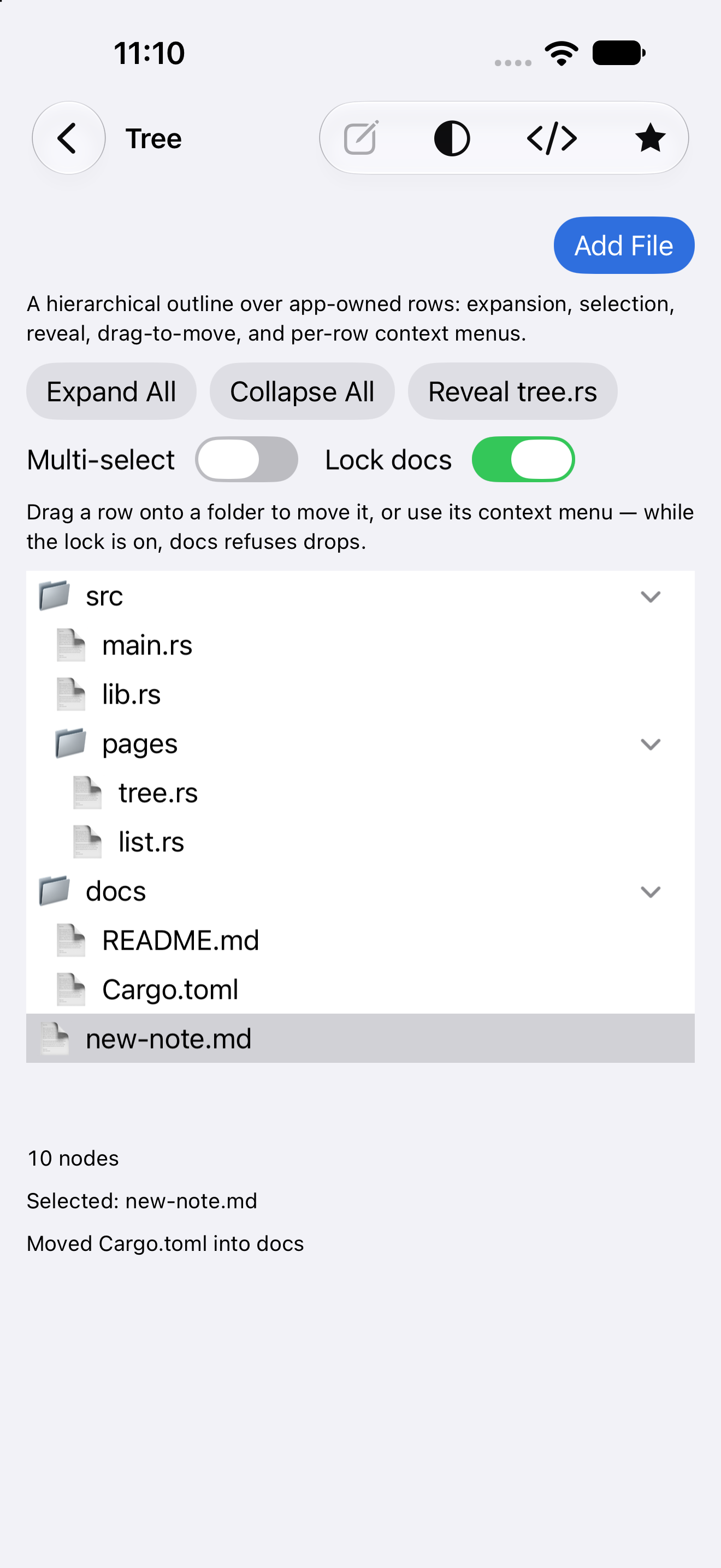 Tree · after the moves — iOS (UIKit) · iPhone