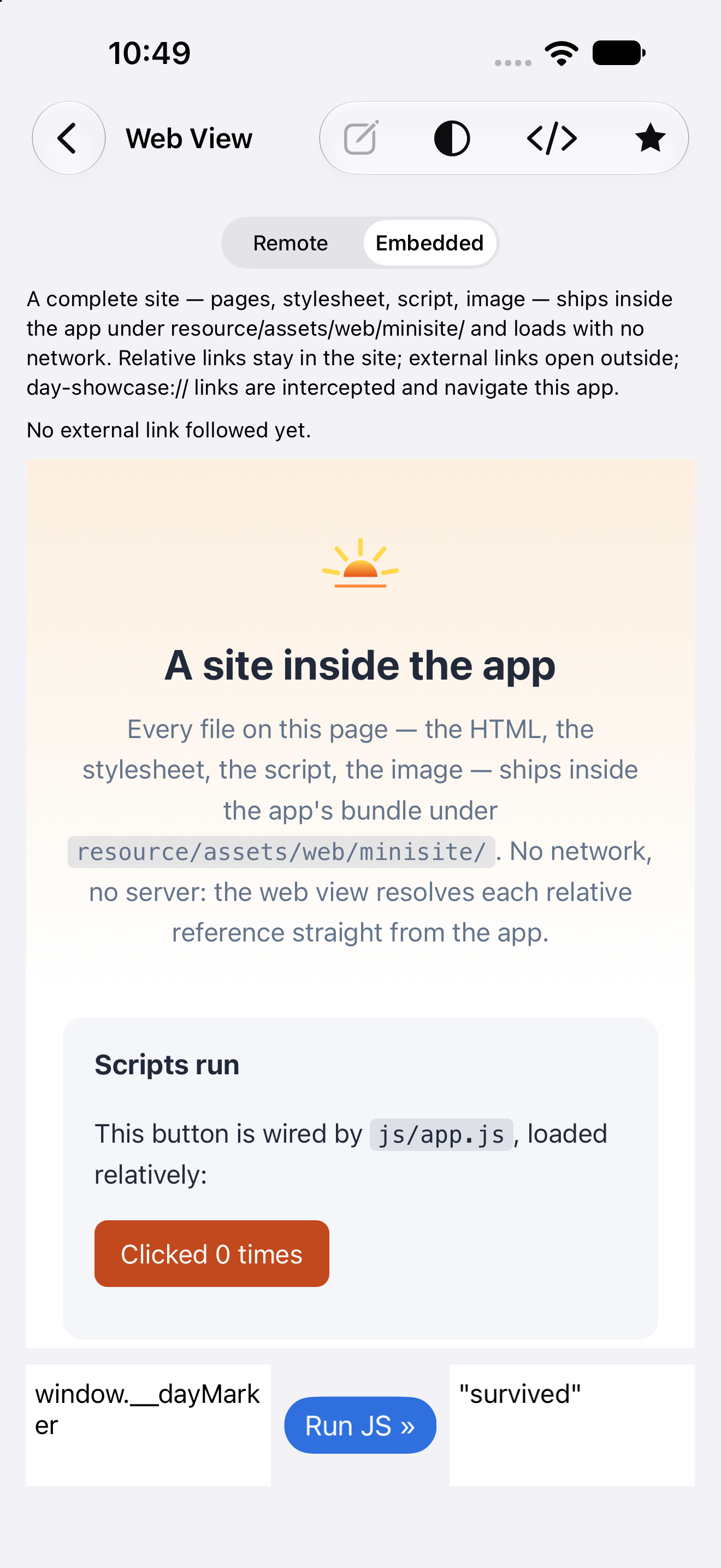 Web view · embedded site — iOS (UIKit) · iPhone