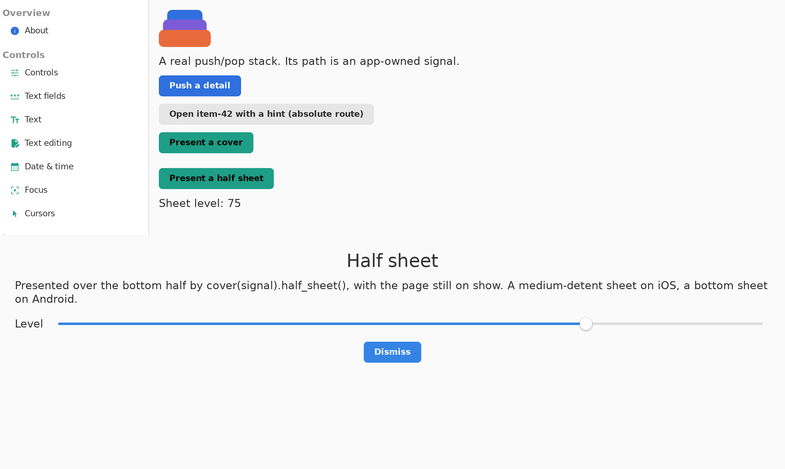 Stack · half sheet, Linux GTK 4
