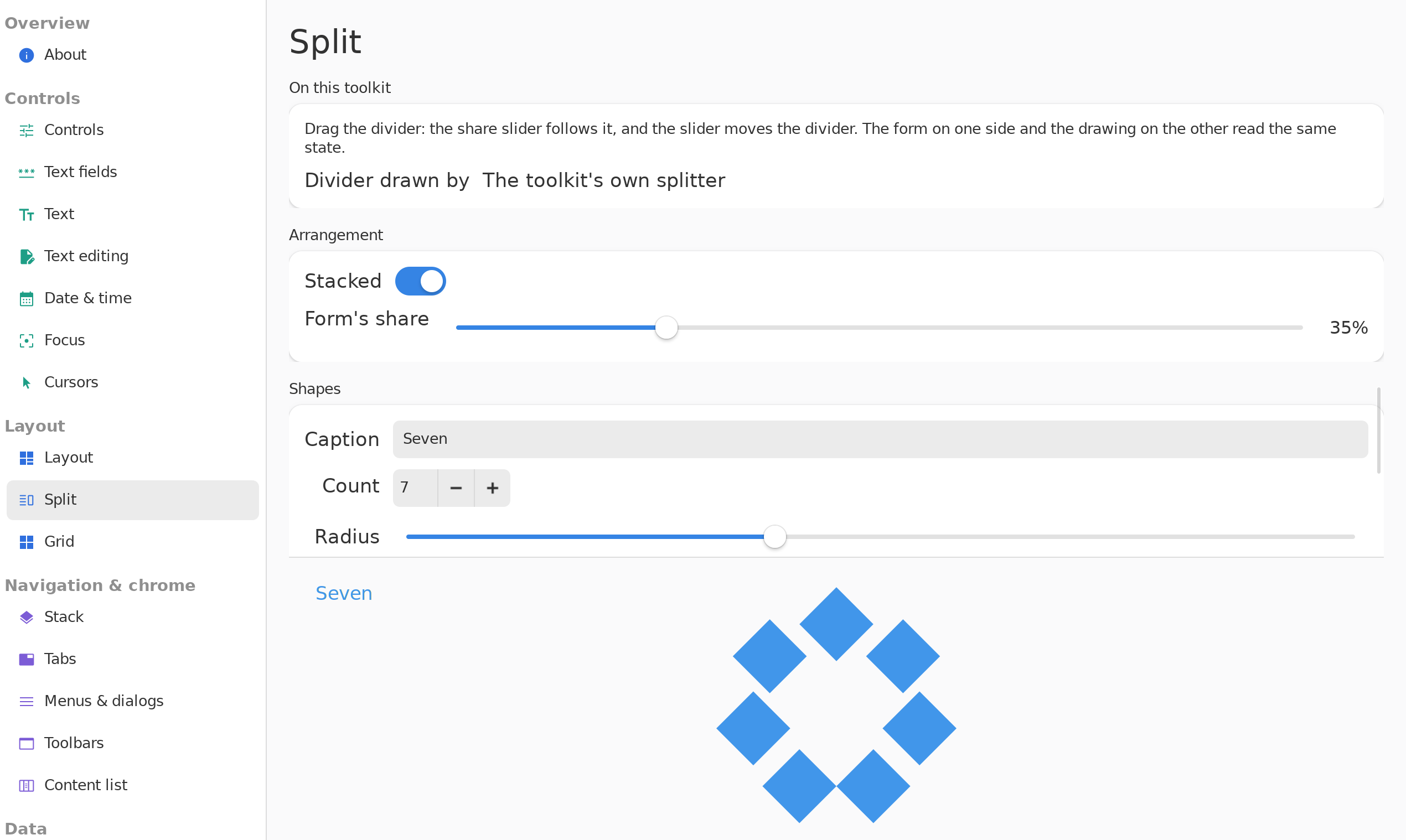 Split, stacked, Linux GTK 4