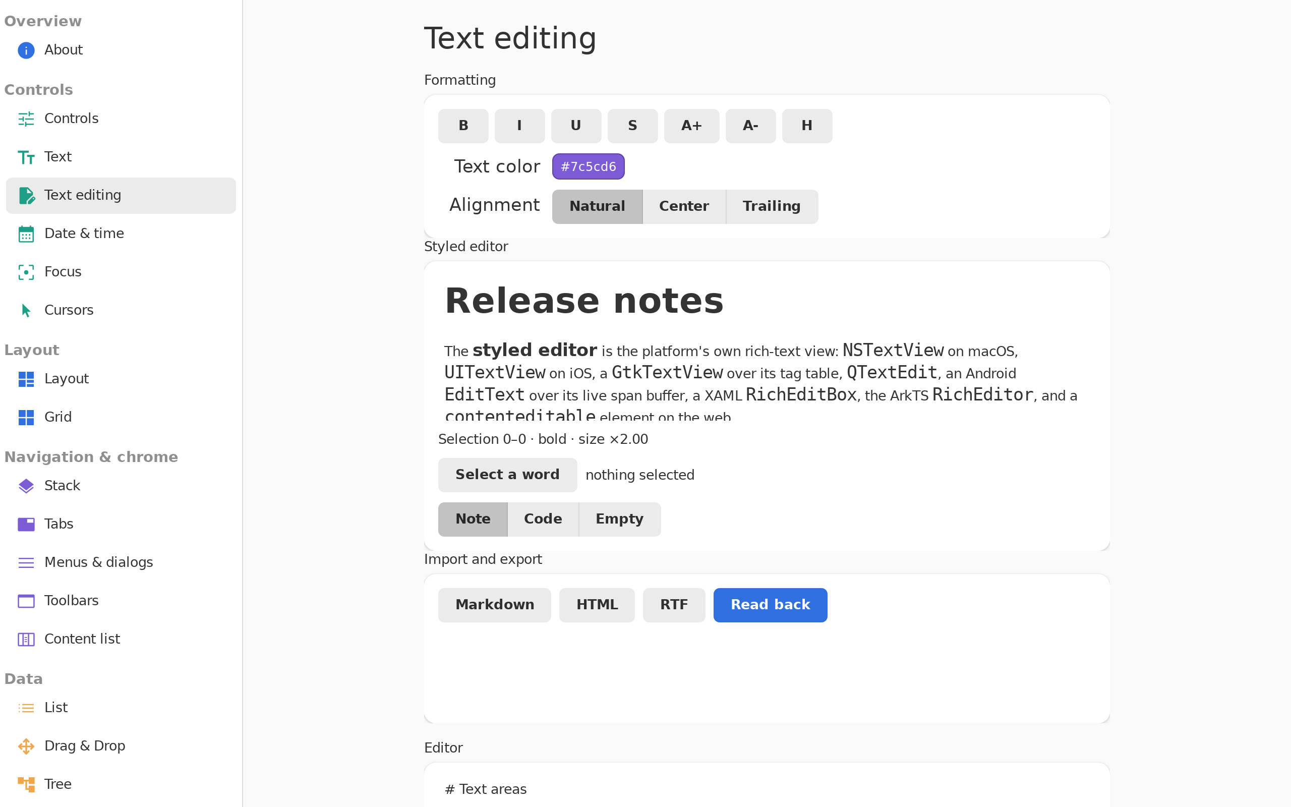 Text editing, Linux GTK 4