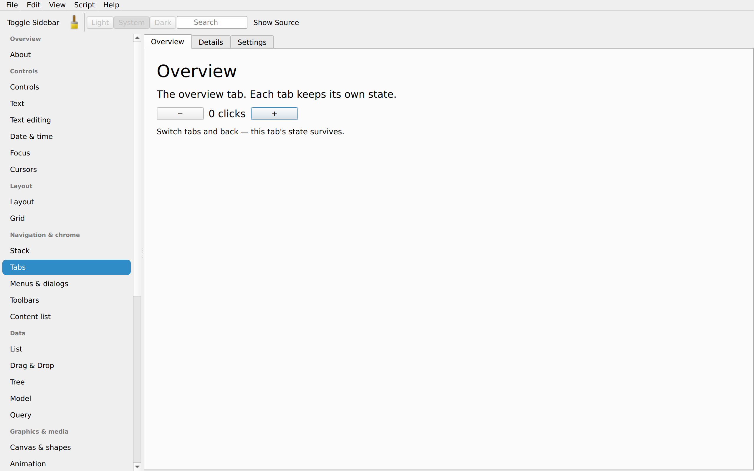 Tabs, captured on linux-qt