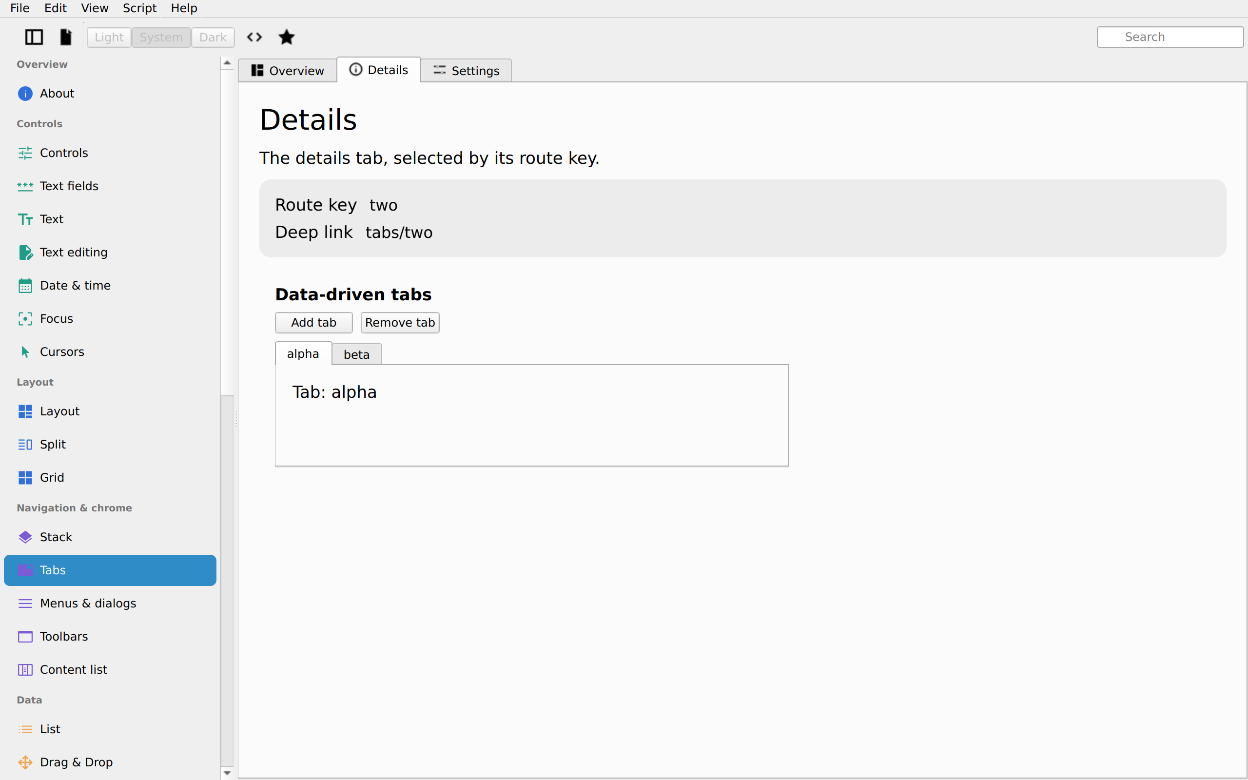 Dynamic tabs, Linux Qt 6
