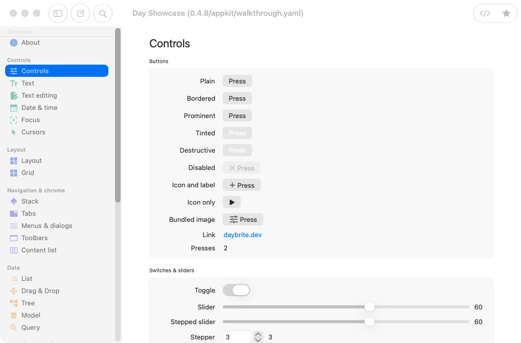 Controls, captured on macos-appkit