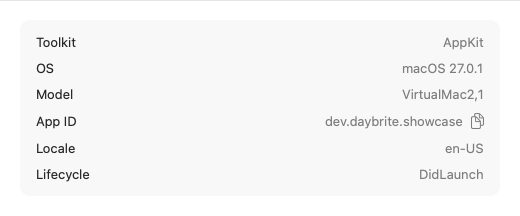 Diagnostics, macOS AppKit