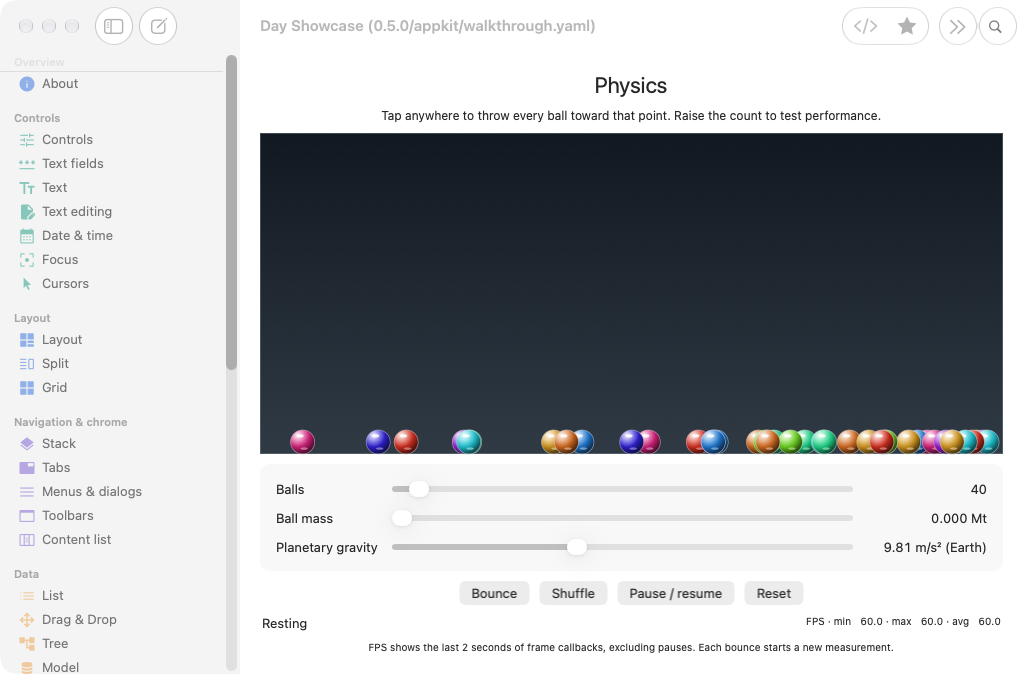 Physics, macOS AppKit