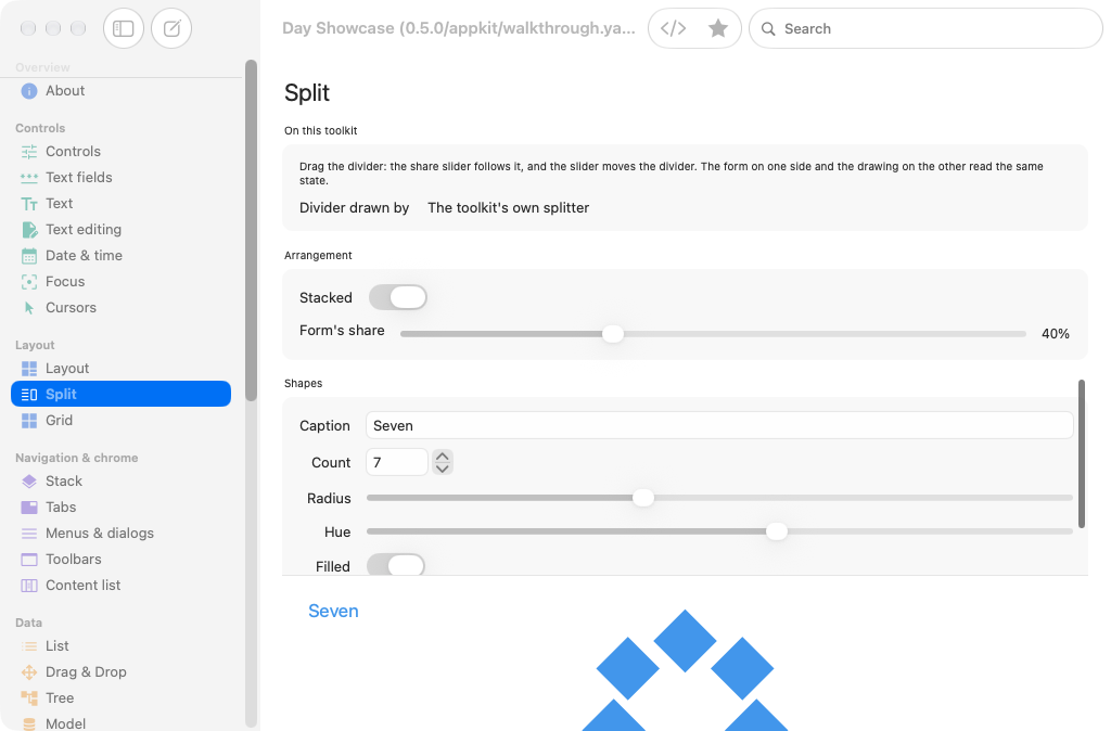Split, stacked, macOS AppKit