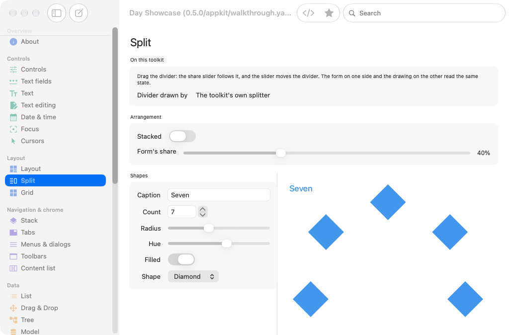 Split, macOS AppKit