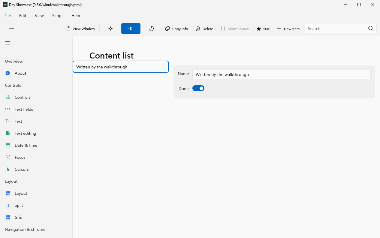 Content list, Windows WinUI 3