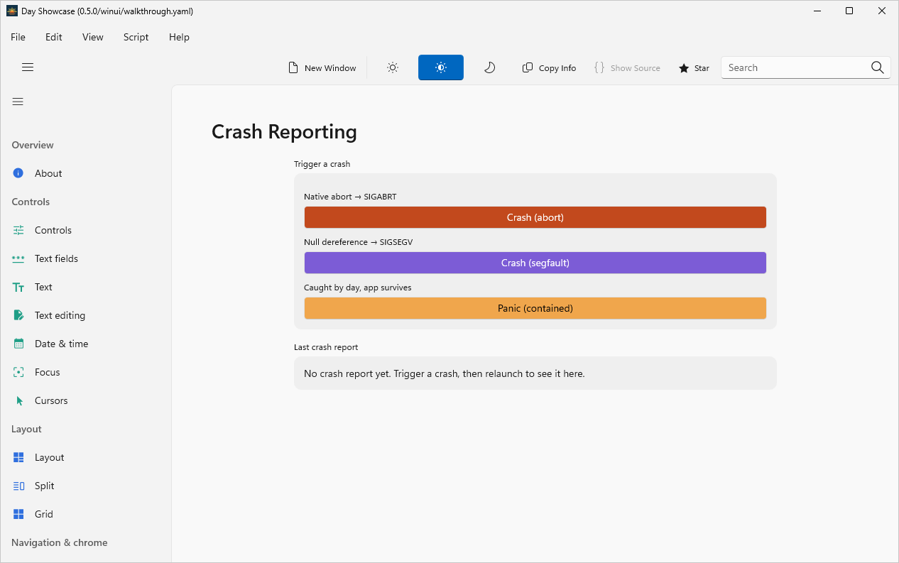 Crash reporting, Windows WinUI 3