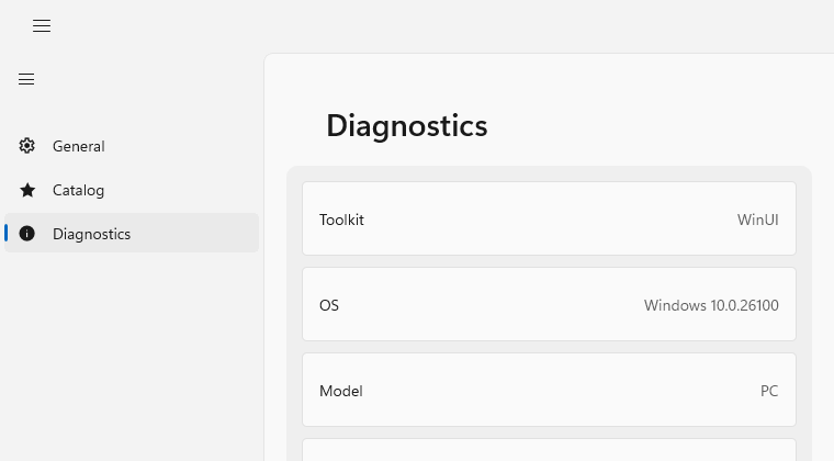 Diagnostics, Windows WinUI 3
