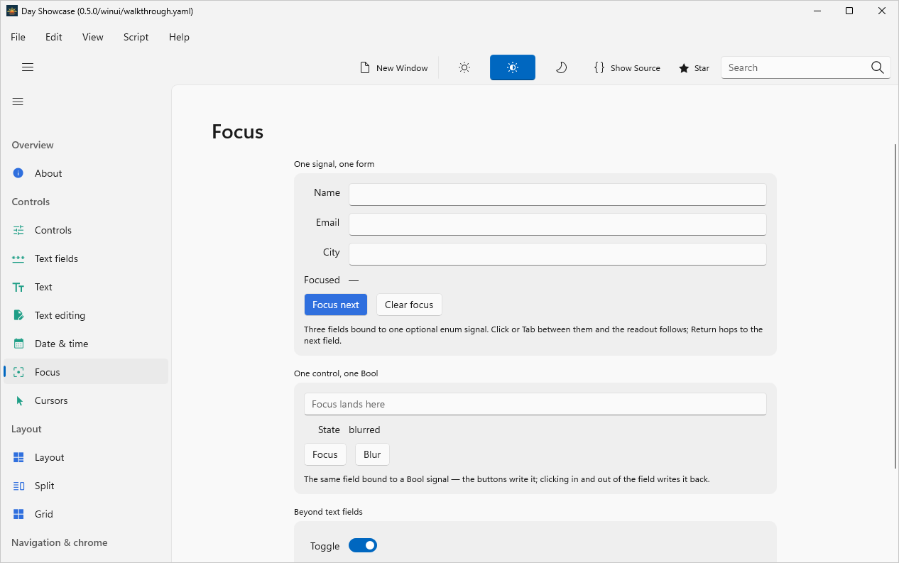 Focus, Windows WinUI 3