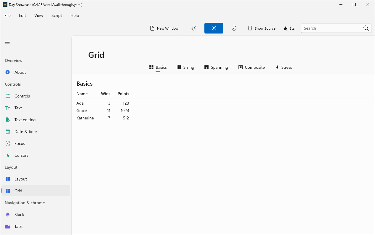 Grid, captured on windows-winui