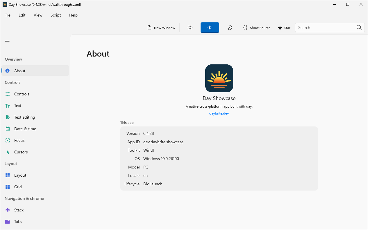 Home, captured on windows-winui