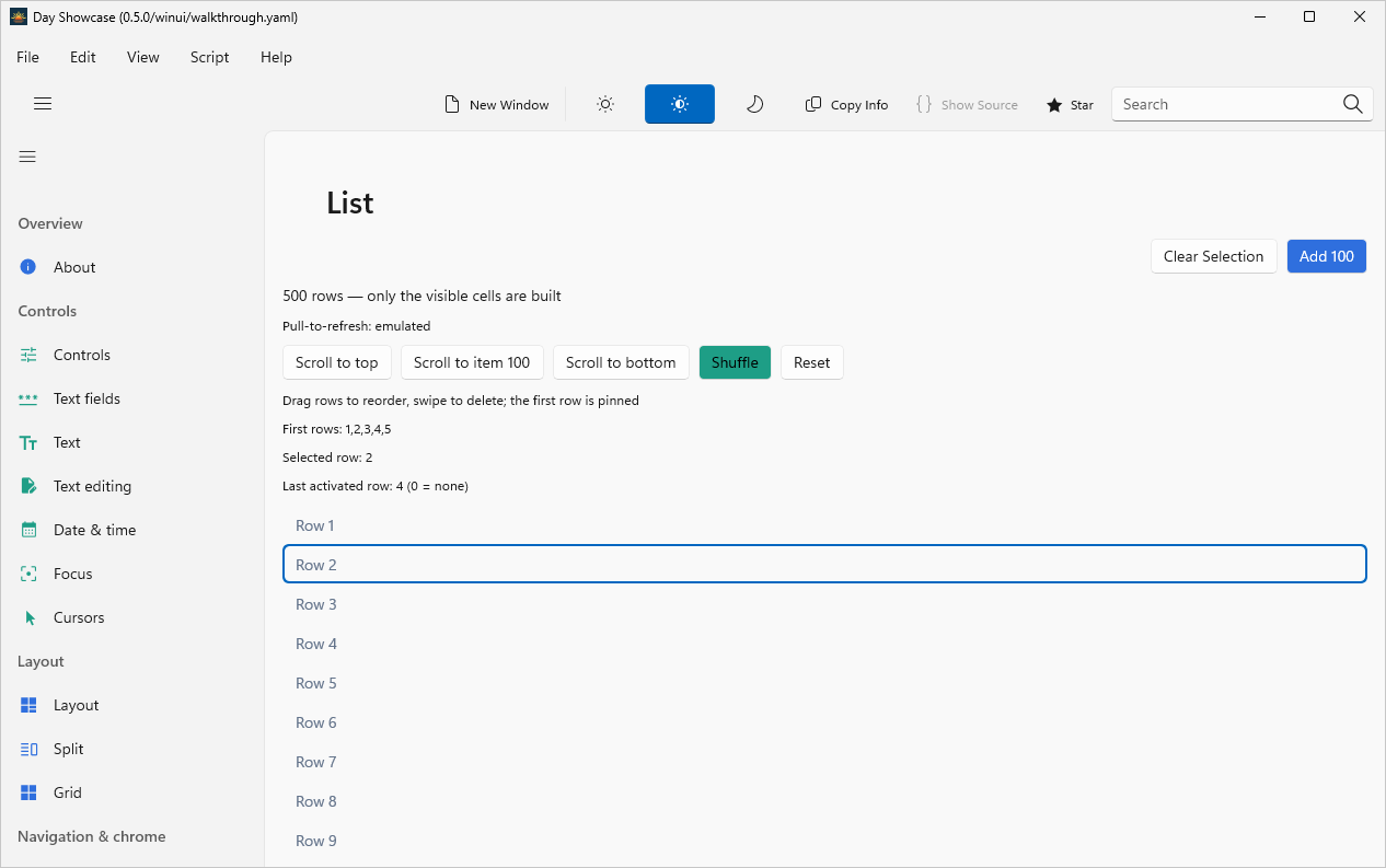 List, Windows WinUI 3