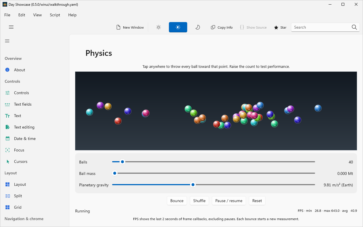 Physics Running, Windows WinUI 3