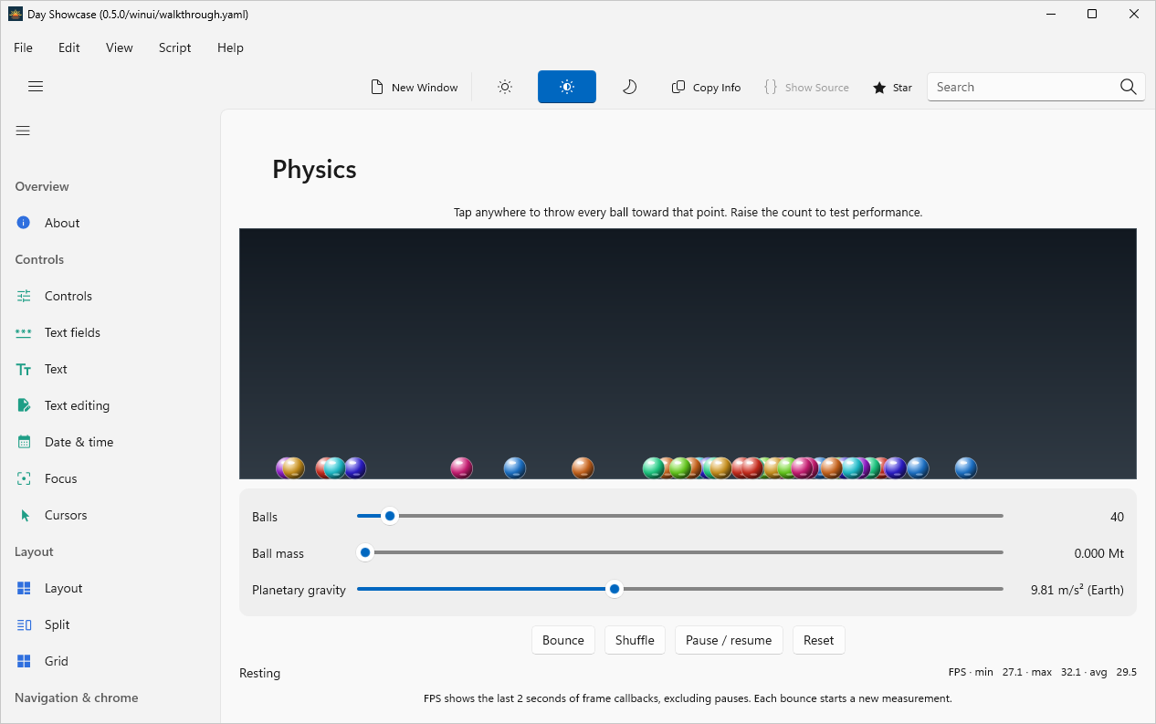 Physics, Windows WinUI 3