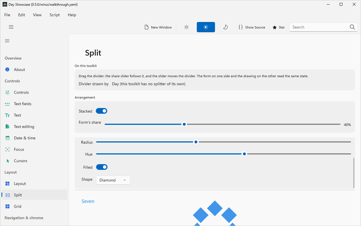 Split, stacked, Windows WinUI 3