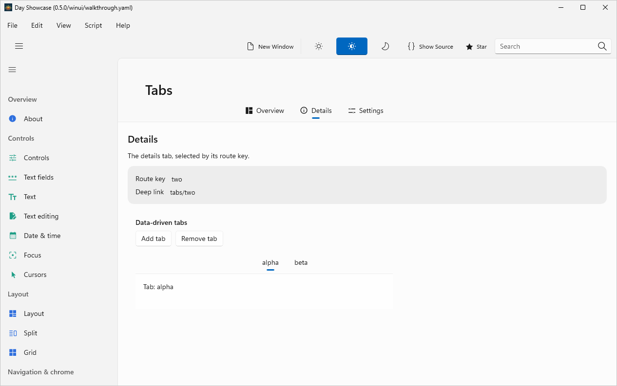 Dynamic tabs, Windows WinUI 3