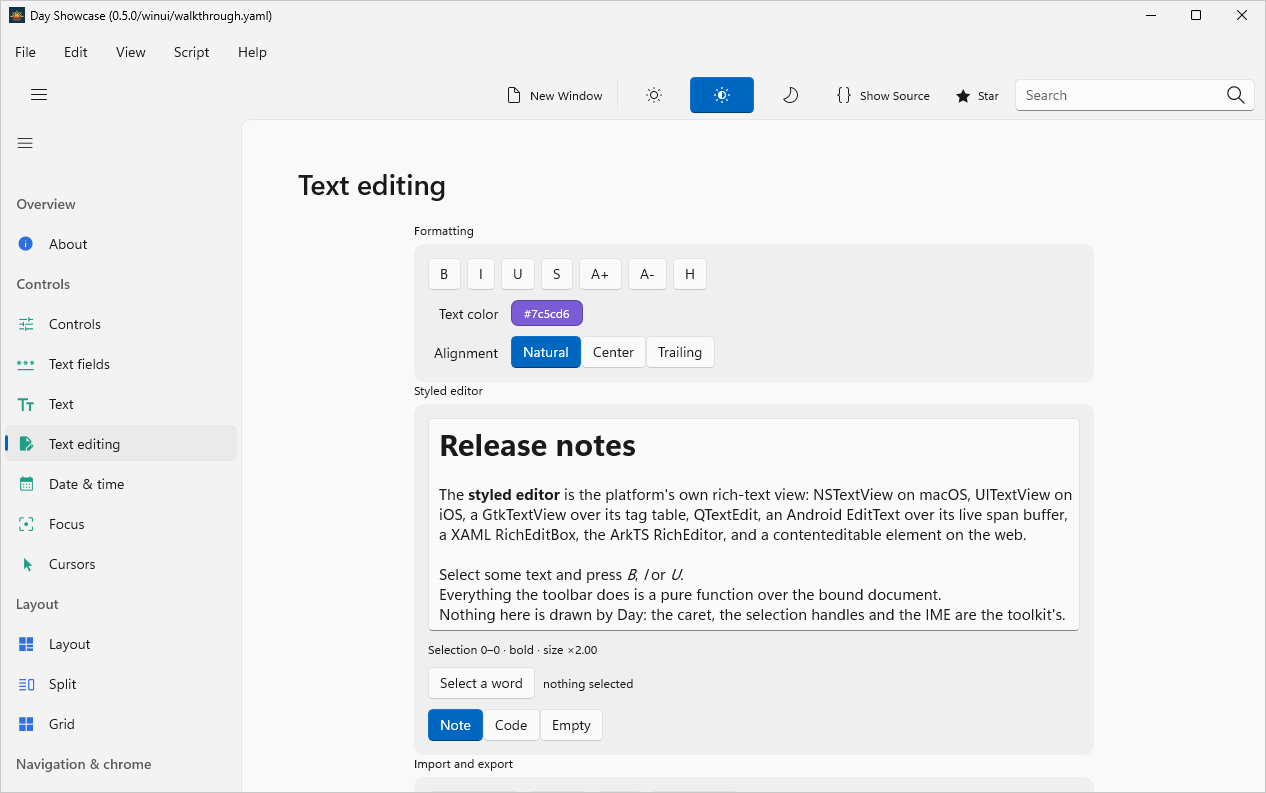 Text editing, Windows WinUI 3