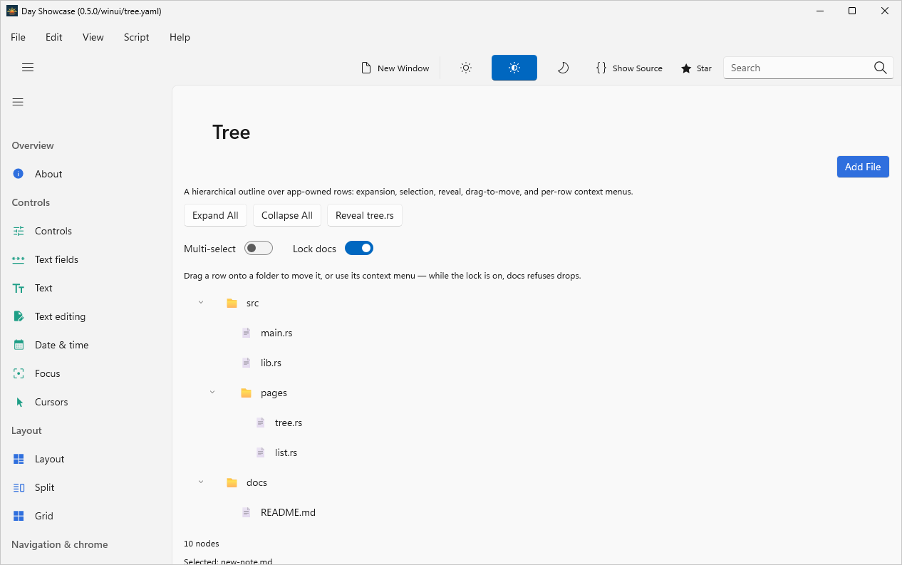 Tree · after the moves, Windows WinUI 3