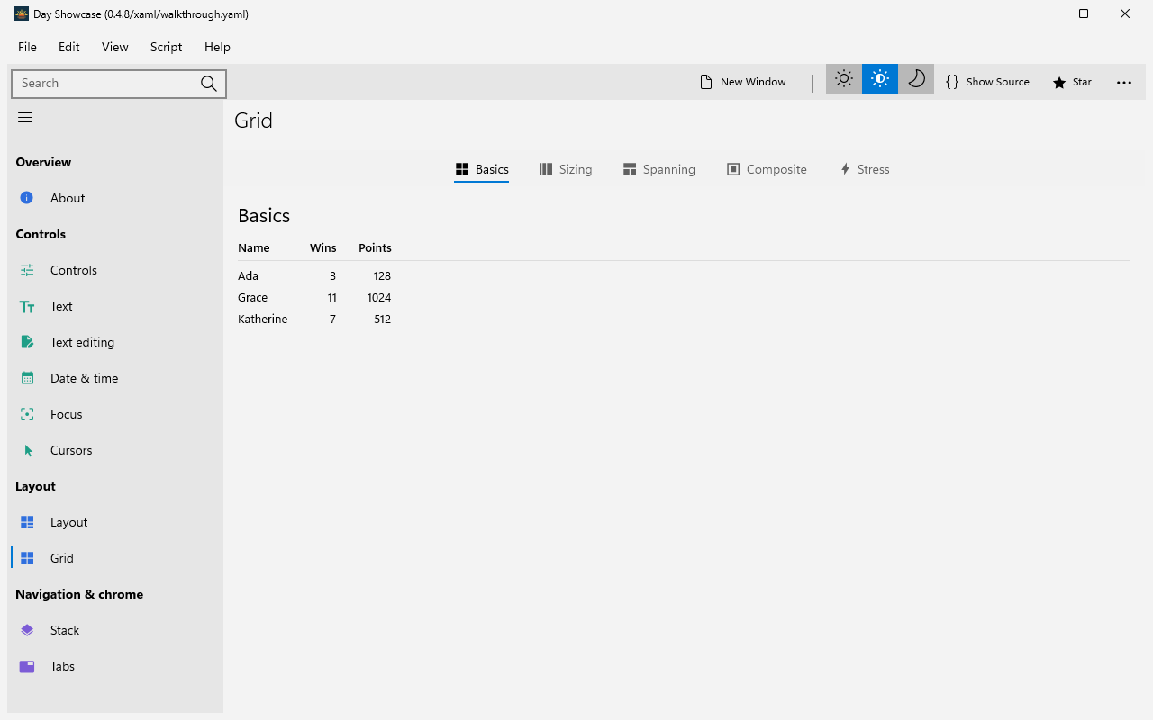 Grid, captured on windows-xaml