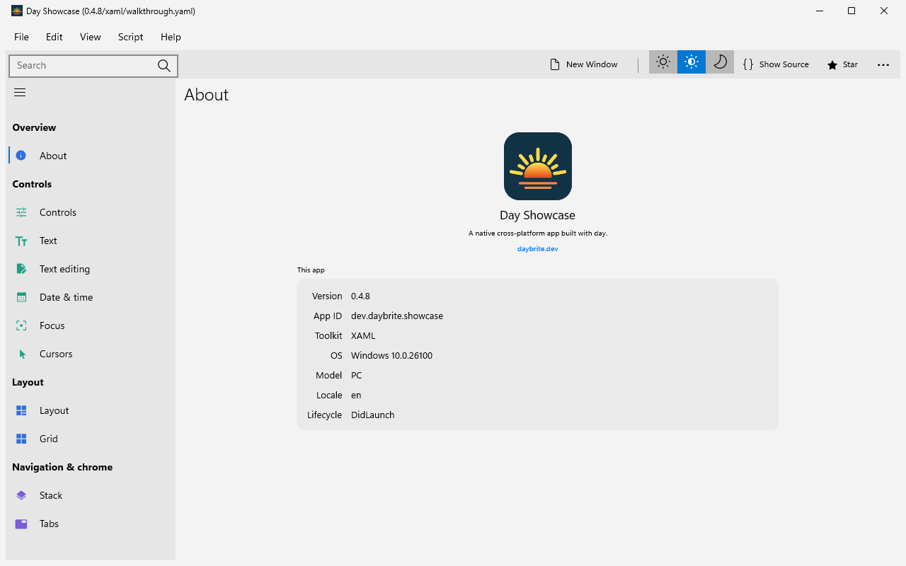Home, captured on windows-xaml